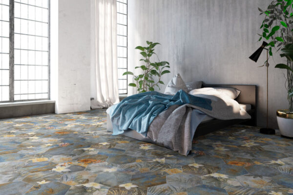 Carrelage fleurs hexagonal ITT Hibiscus - BLUE MATT