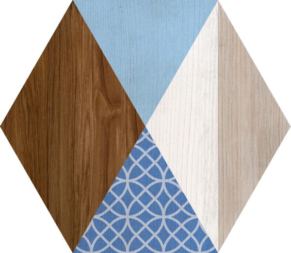 Carrelage hexagonal effet bois peint et motifs ITT ART DECO