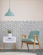 Carreau de ciment hexagonal bleu et motif Nanda Capri - sol BETTINA BLUE et mur BOSA