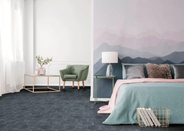 Carreau de ciment hexagonal bleu Nanda Capri - sol CHIAZZA MARINO