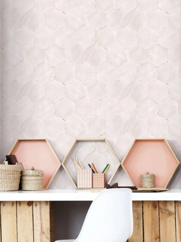 Carreau de ciment hexagonal Nanda Capri - mur OXALIS ROSE