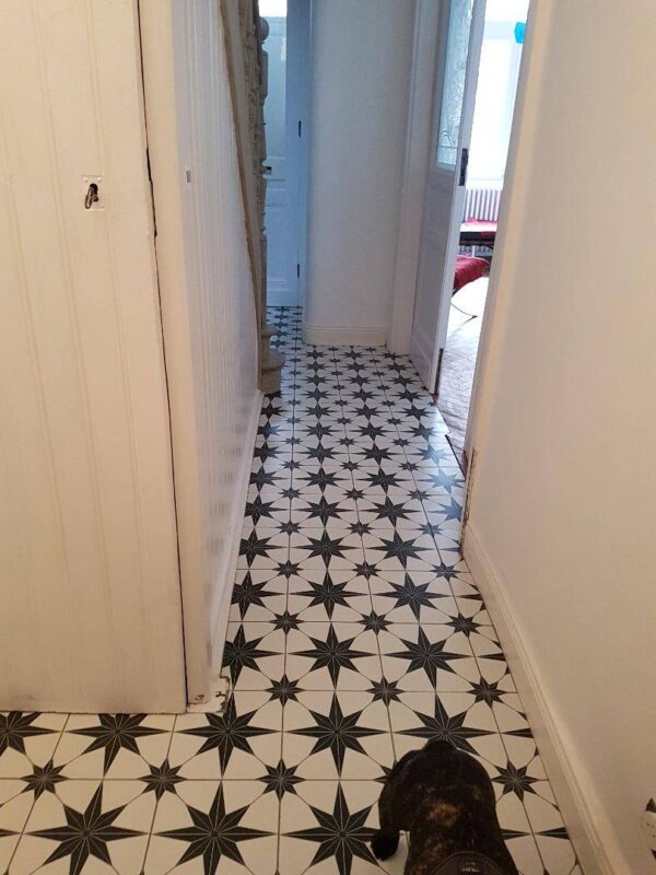 Carrelage rétro étoile imitation carreaux de ciment - STELLA NOIR