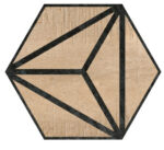 Carrelage hexagonal TRIBECA effet bois et motif noir