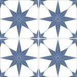 Carrelage rétro motif étoile imitation carreaux de ciment - STELLA BLEU