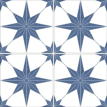 Carrelage rétro motif étoile imitation carreaux de ciment - STELLA BLEU