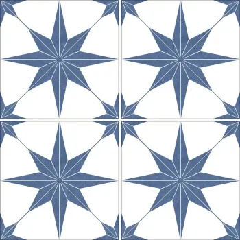 Carrelage rétro motif étoile imitation carreaux de ciment - STELLA BLEU