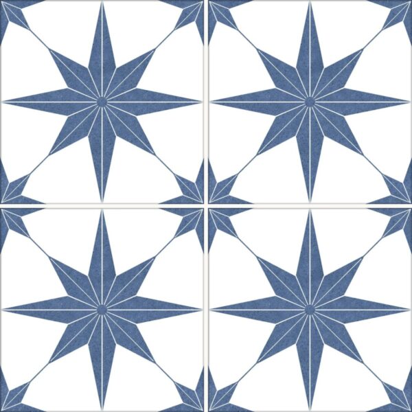 Carrelage rétro motif étoile imitation carreaux de ciment - STELLA BLEU