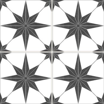 Carrelage rétro motif étoile imitation carreaux de ciment - STELLA NOIR