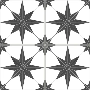 Carrelage rétro motif étoile imitation carreaux de ciment - STELLA NOIR