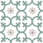 Carrelage imitation carreaux de ciment fleurs de lys DALIA - vert KALE
