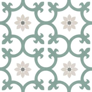 Carrelage imitation carreaux de ciment fleurs de lys DALIA - vert KALE