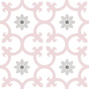 Carrelage imitation carreaux de ciment fleurs de lys DALIA - ROSE