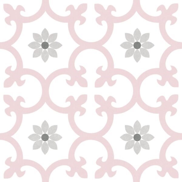 Carrelage imitation carreaux de ciment fleurs de lys DALIA - ROSE