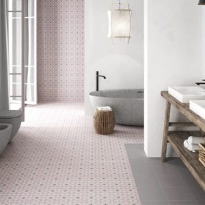 Carrelage imitation carreaux de ciment fleurs de lys DALIA - ROSE
