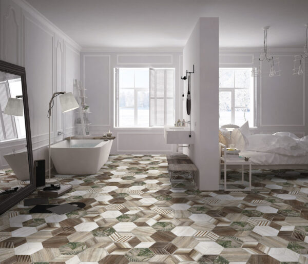 Carrelage hexagonal effet bois parquet peint ITT AFRICA - 12 motifs