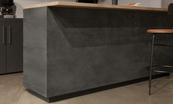 Carrelage effet métal Monocibec Blade - sol coloris MUSE & meuble COAL