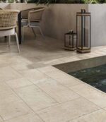 Carrelage extérieur antidérapant pierre Monocibec Pietra Castello - coloris travertin BURGOS