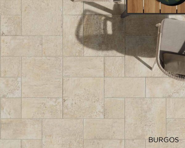Carrelage extérieur antidérapant Monocibec Pietra Castello - coloris travertin BURGOS