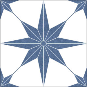 Carrelage rétro motif étoile imitation carreaux de ciment - STELLA BLEU