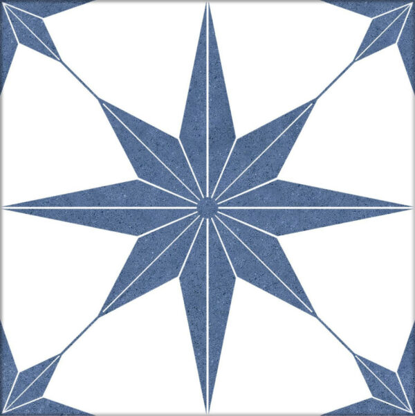 Carrelage rétro motif étoile imitation carreaux de ciment - STELLA BLEU