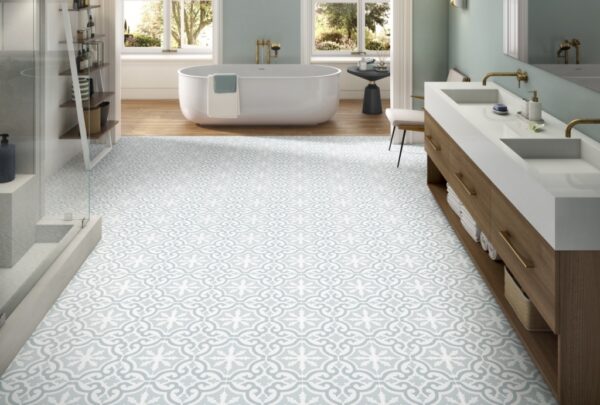 Carrelage sol salle de bain imitation carreaux de ciment Recer LOVE - Posh Blue