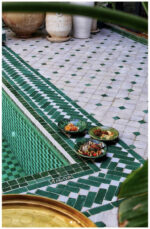 Zellige et bejmat artisanaux vert - Diffsuion Céramique