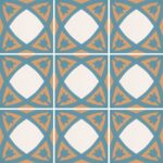 Carreaux de ciment en grès émaillé - Recer REVIVAL - Fleurs bleu orange TULIP
