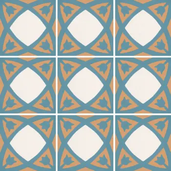Carreaux de ciment en grès émaillé - Recer REVIVAL - Fleurs bleu orange TULIP