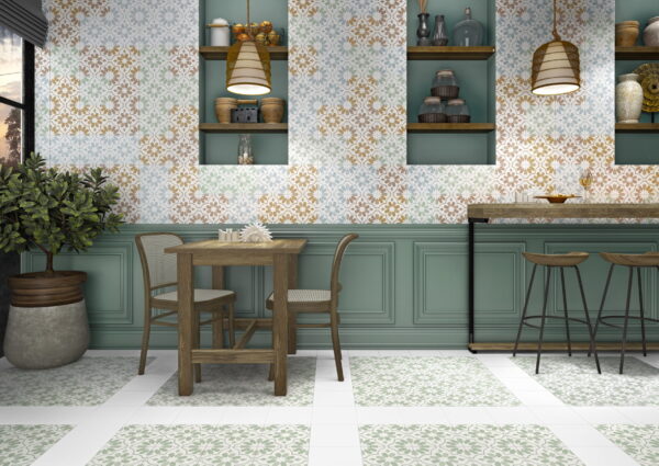 Carrelage imitation carreaux ciment LAMOUR - White, Airy Green, Airy Amber, Airy Blue