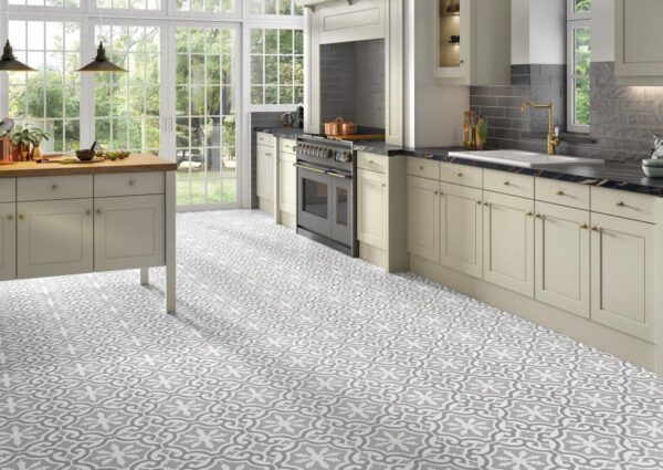 Carrelage sol cuisine imitation carreaux de ciment Recer LOVE - Posh Grey