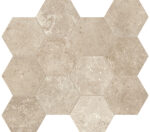 Collection PIERRE NEUVE Unicom Starker - décor carrelage hexagonal travertin SABLE