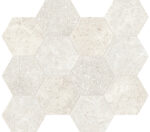 Collection PIERRE NEUVE Unicom Starker - décor carrelage hexagonal travertin BLANC