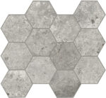 Carrelage imitation pierre Unicom Starker DEBRIS - décor hexagonal CINDER
