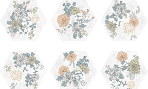 Carrelage fleurs hexagonal sol et mur Nanda JULIET - ESME