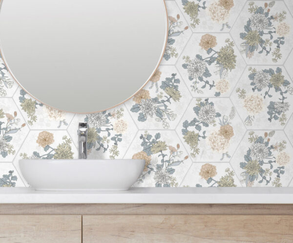 Carrelage fleurs hexagonal sol et mur Nanda JULIET - ESME