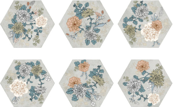 Carrelage fleurs hexagonal sol et mur Nanda JULIET - SELA