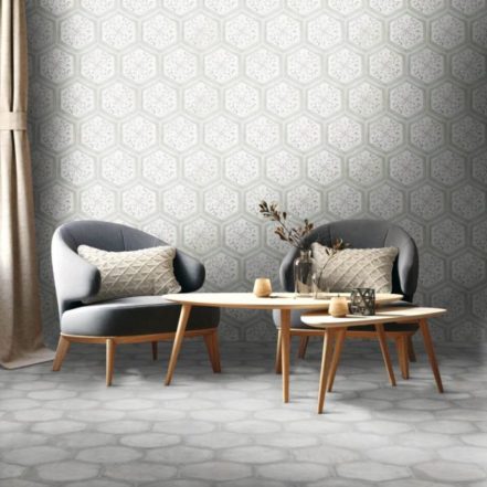 Carrelage effet carreau de ciment hexagonal Nanda HABITANIA - mur IRIS