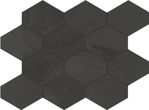 Carrelage hexagonal ardoise noire Unicom Starker BRAZILIAN SLATE - RAIL BLACK