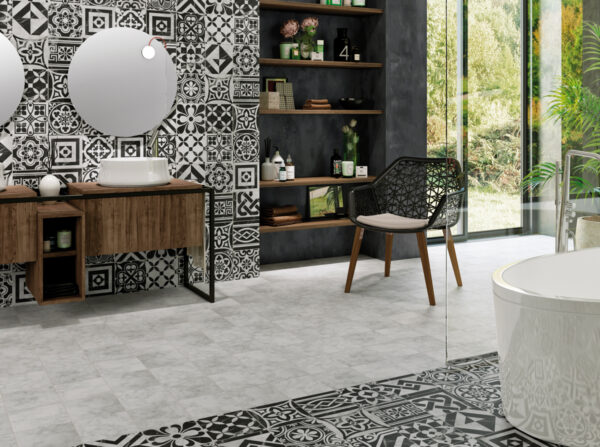 Carrelage patchwork noir et blanc Pasicos ISTANBUL pour sol et mur