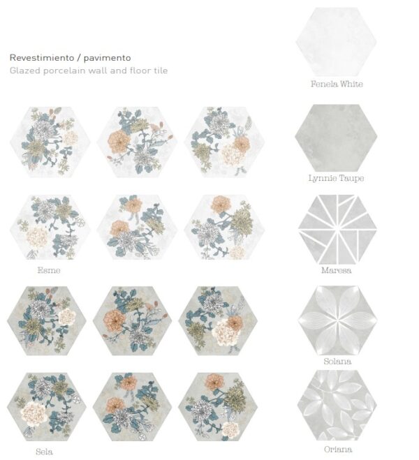Carrelage hexagonal sol et mur Nanda JULIET