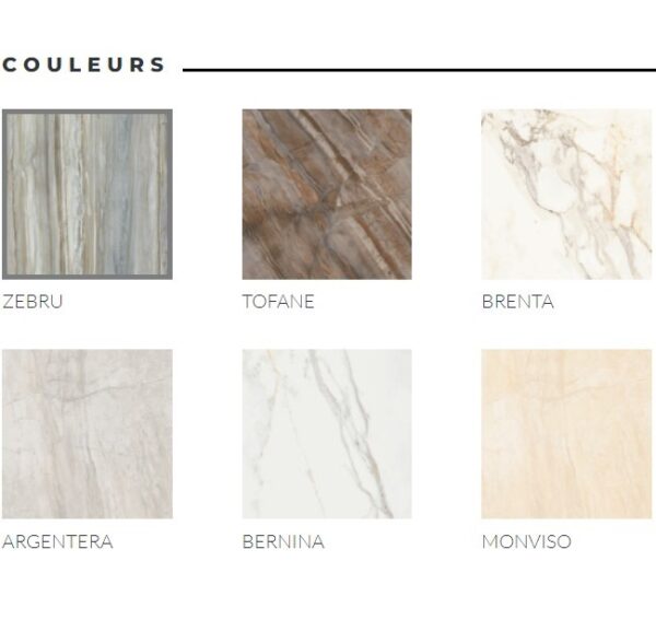 Couleurs du carrelage marbre grand format Monocibec TRANSALP