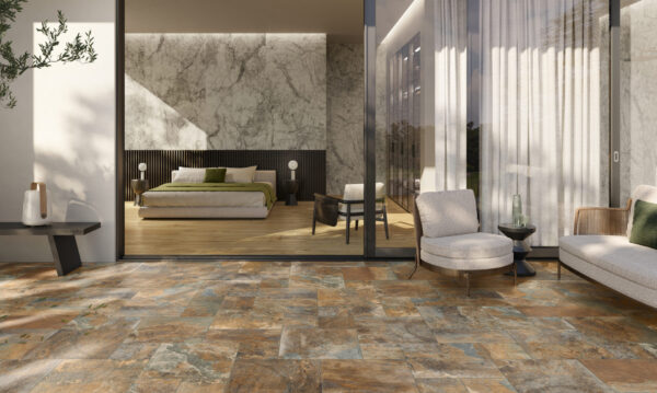 Carrelage imitation pierre de Bali GEOLOGY de Century Ceramica - sol couleur MARS