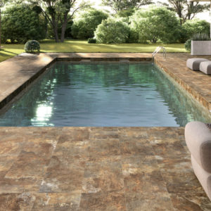 Carrelage piscine pierre de Bali GEOLOGY de Century Ceramica - sol couleur MARS
