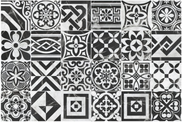 Carrelage patchwork noir et blanc Pasicos ISTANBUL pour sol et mur – Image 2