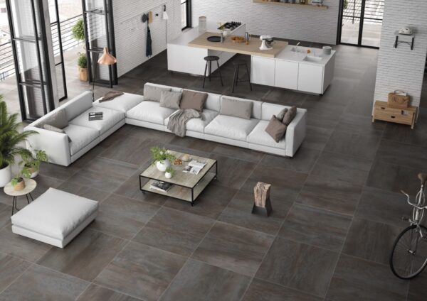 Carrelage effet métal STN ACIER - Grand format 100x100cm - couleur IRON