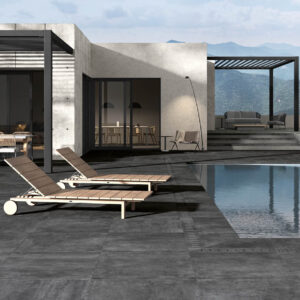 Dalle grès cérame 2cm terrasse ICON 2THICK - couleur JET BLACK