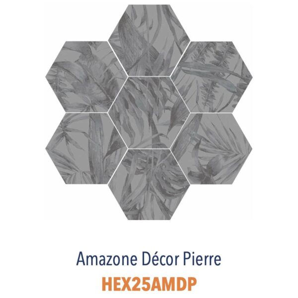 carrelage hexagonal sol et mur Diffusion Céramique AMAZONE - Décor PIERRE gris