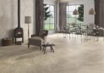 Carrelage imitation pierre STN ICARIA - mur BEIGE 37x75cm et sol OCRE