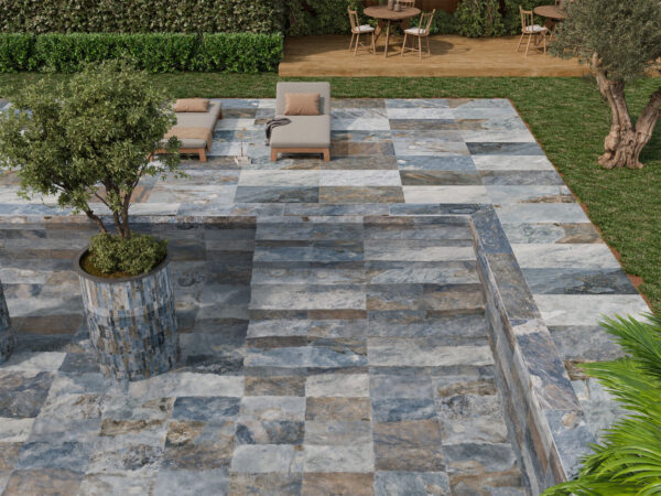 Carrelage pierre de Bali bleu pour piscine, terrasse, intérieur New Tiles - référence BALI BLUE 30x60cm