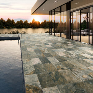 Carrelage pierre de Bali pour piscine / terrasse / intérieur New Tiles - référence BALI GREEN NT080